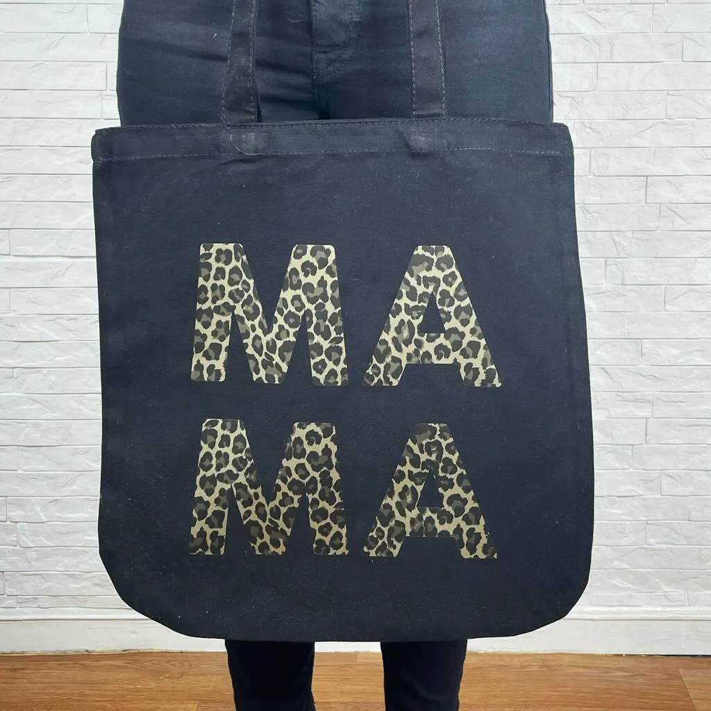 New Mama Leopard Print Tote Bag