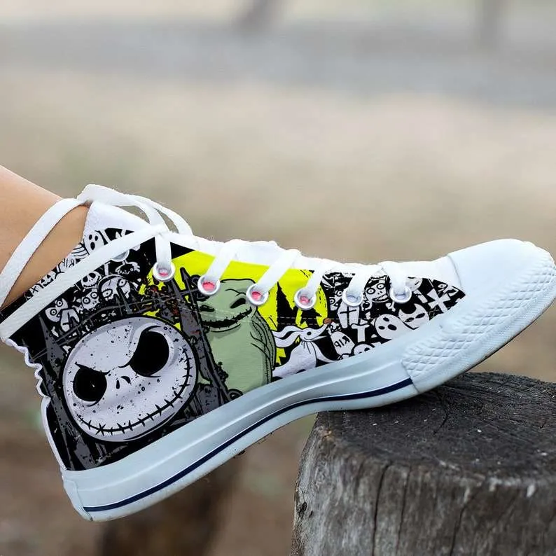 Nightmare Before Christmas Jack Skellington Halloween Fan High Top Shoes Converse Style High Top Sneakers