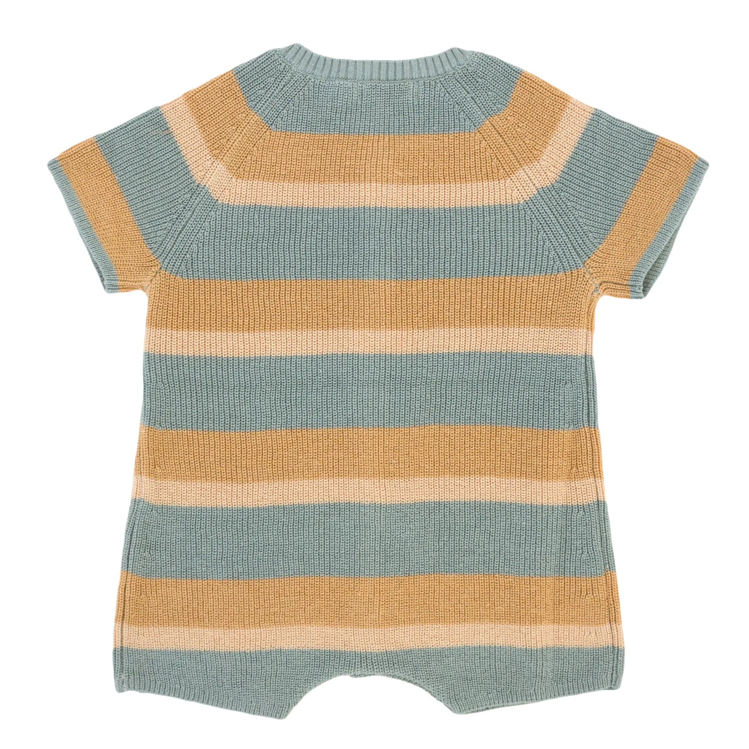 oh baby! Country Club Knitted Romper - Dusty Blue Stripe