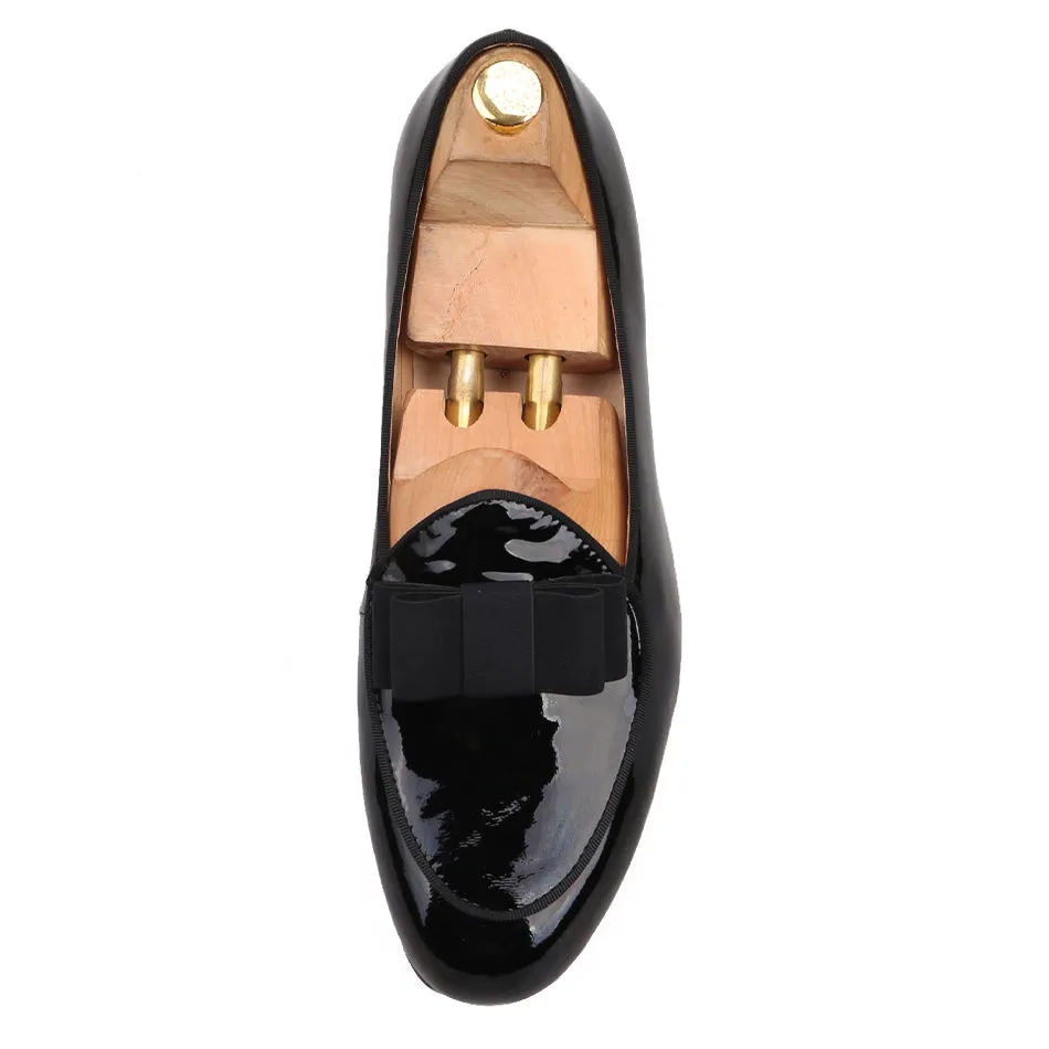 OneDrop Handmade Dress Shoes Men Patent Leather Stitching Bowtie Wedding Party Prom Loafers