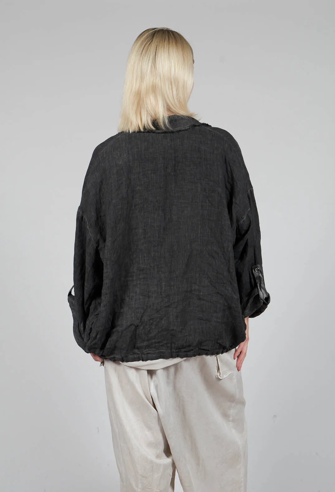 Oversized Linen Jacket in Antrcite