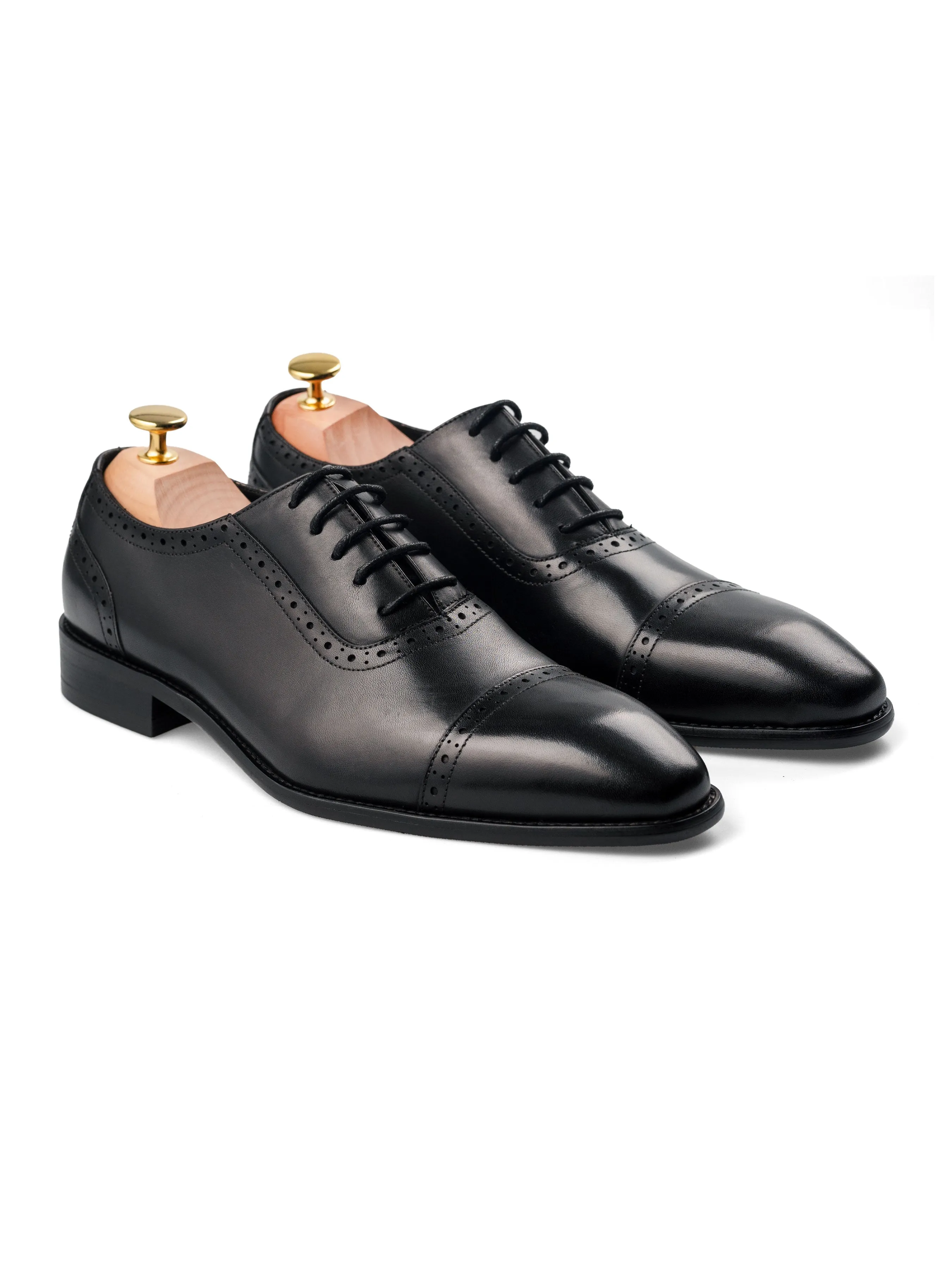 Oxford Cap Toe Adelaide - Black Lace Up (Chisel Toe)