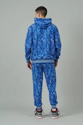 Paisley Design Printed Blue Hoodie for Men