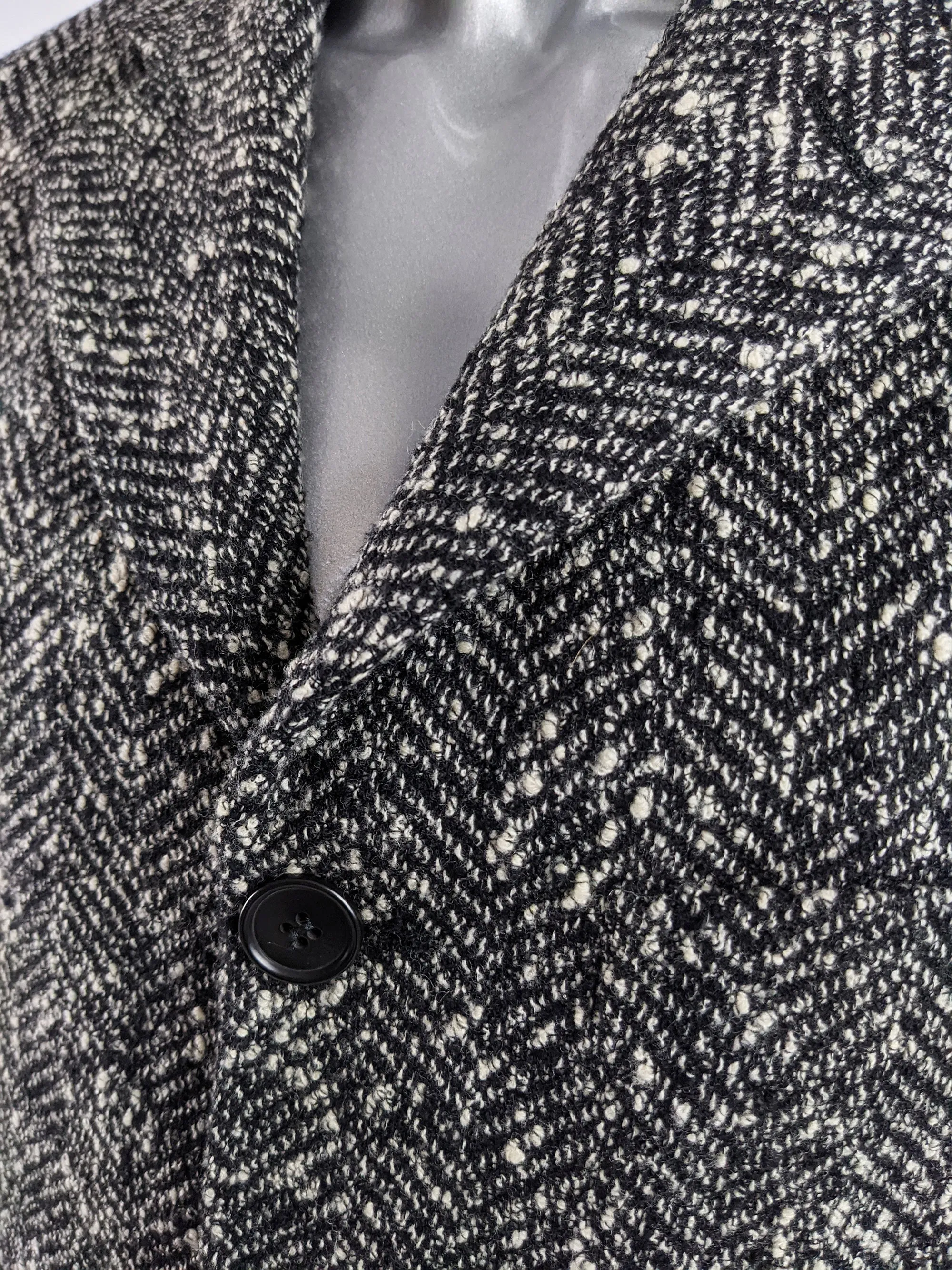 Pal Zileri Vintage Mens Black & White Tweed Blazer, 1980s