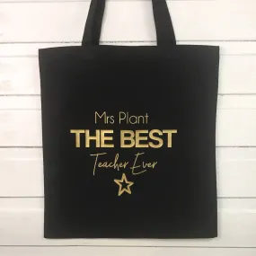 Personalised Best Teacher Tote Bag With Gold Star