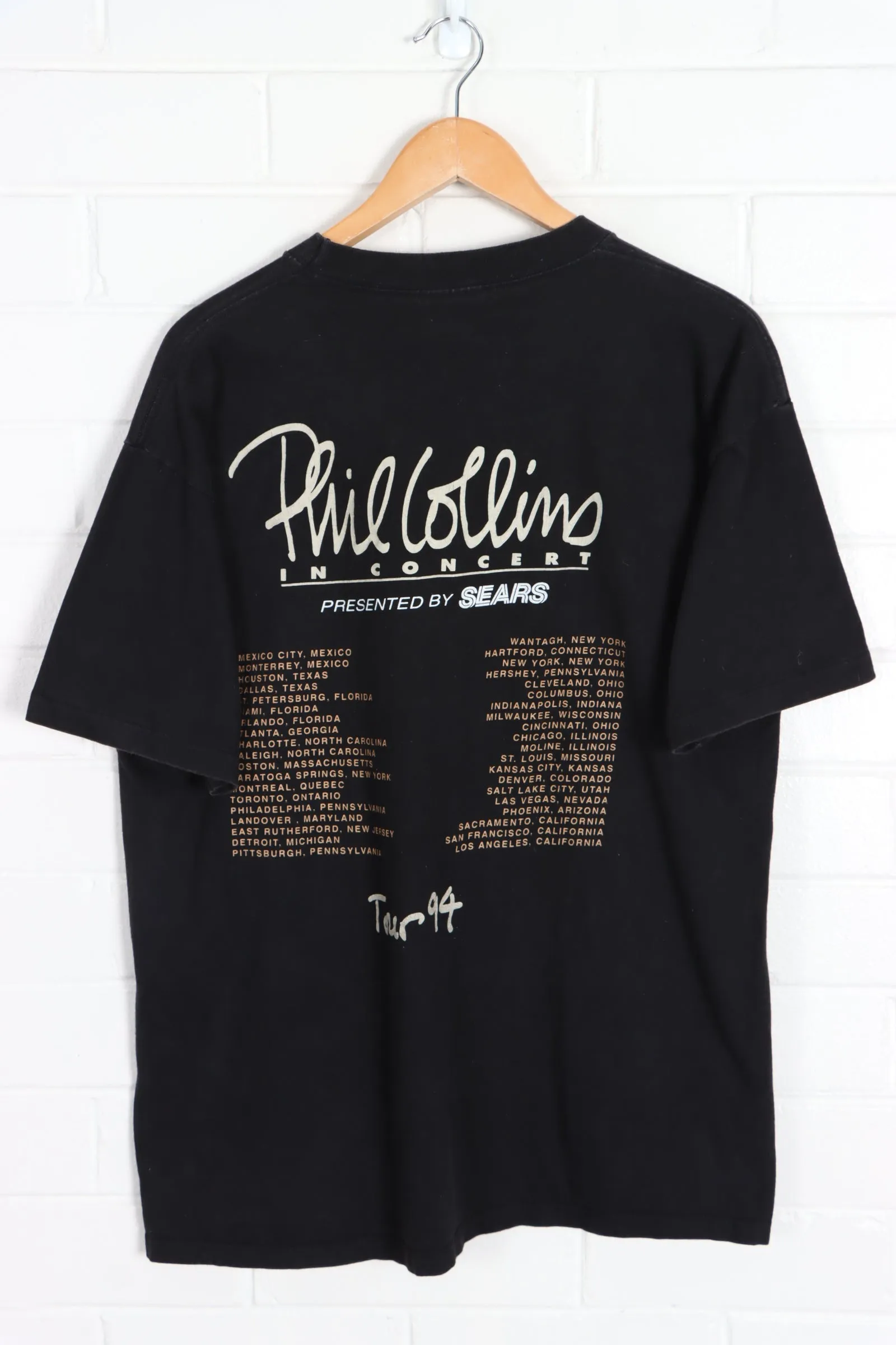 Phil Collins 1994 Tour Front Back Single Stitch T-Shirt (L)