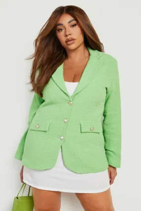 Plus Boucle Double Breasted Blazer