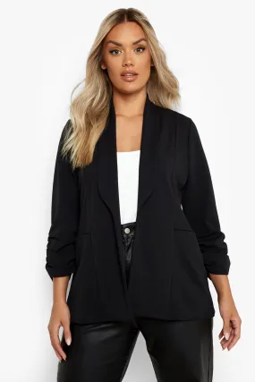 Plus Ruched Sleeve Blazer