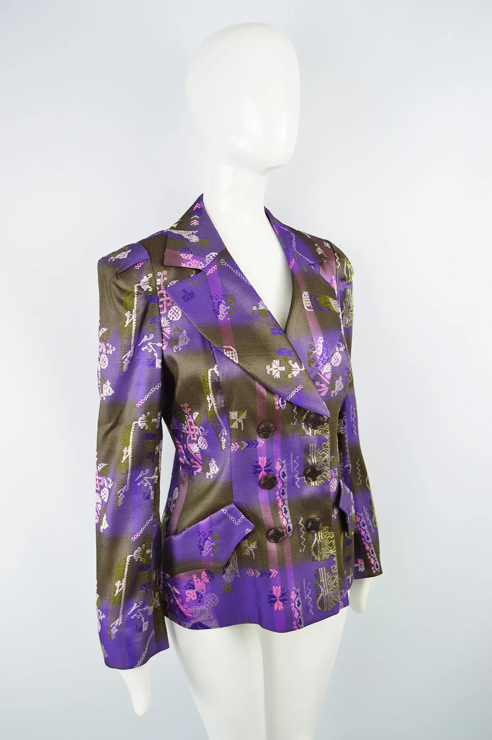 Purple Brocade Vintage Women's Blazer, 1990s