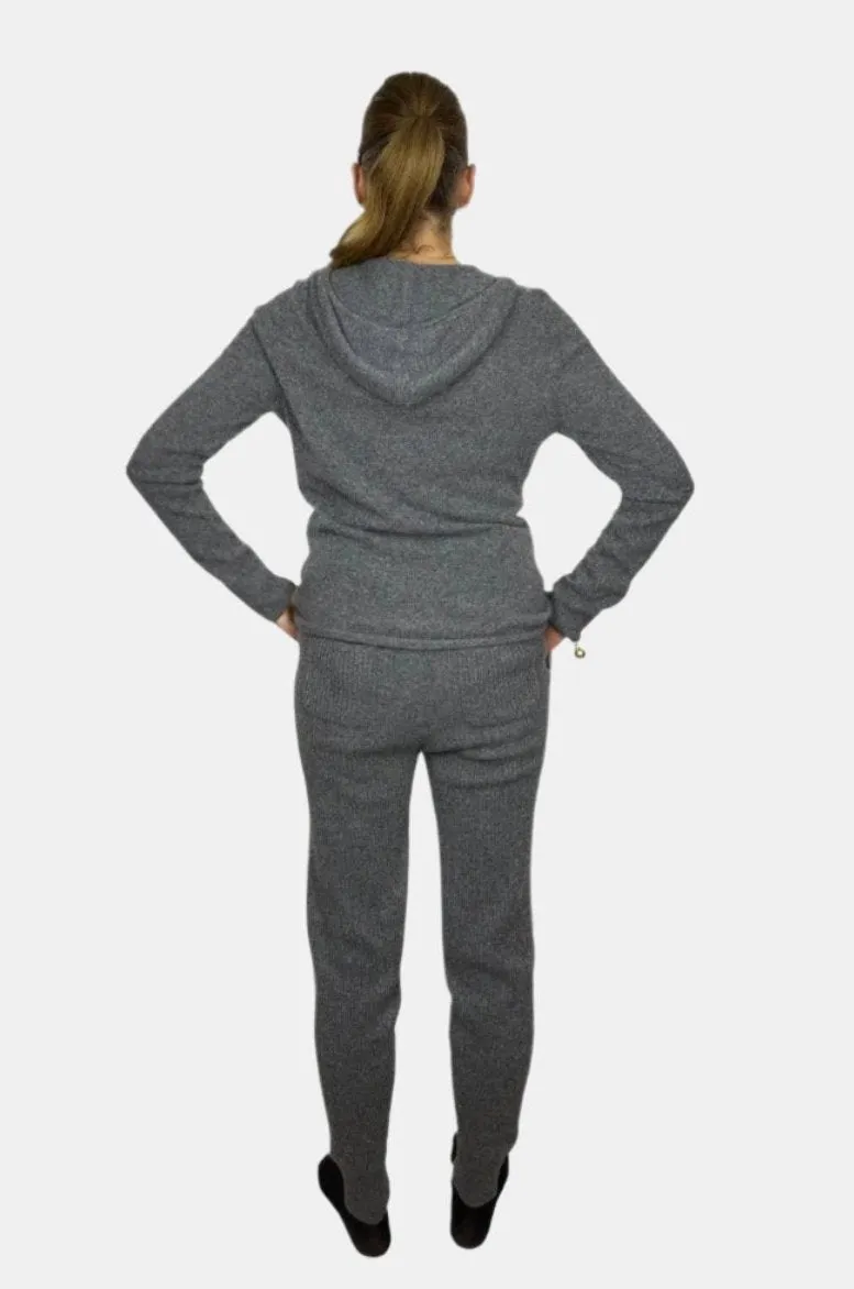 Racer Stripe Hoodie and Ribbed Racer Stripe Sweatpants in Charcoal/Seafoam Stripe