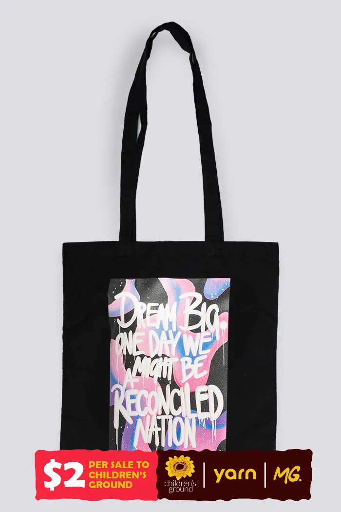 Reconciled Nation (Purple) Black Long Handle Cotton Tote Bag