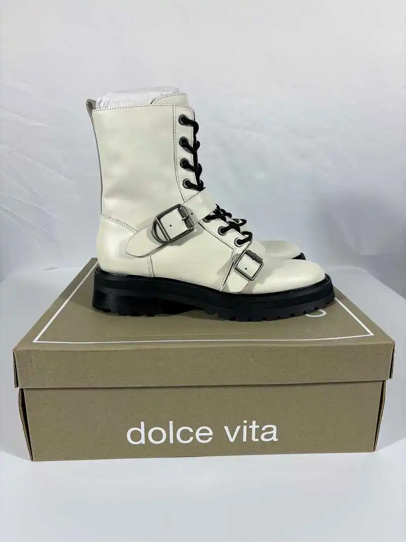 RONSON BOOTS OFF WHITE LEATHER - re:vita