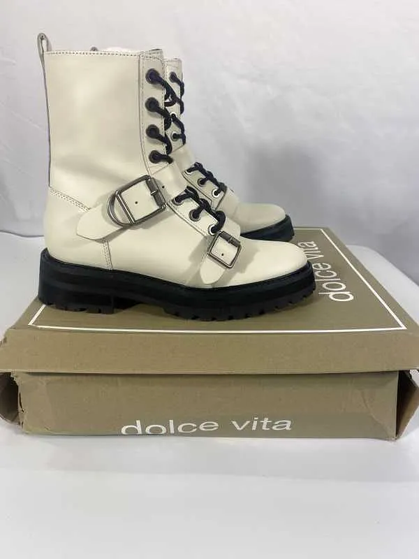 RONSON BOOTS OFF WHITE LEATHER - re:vita