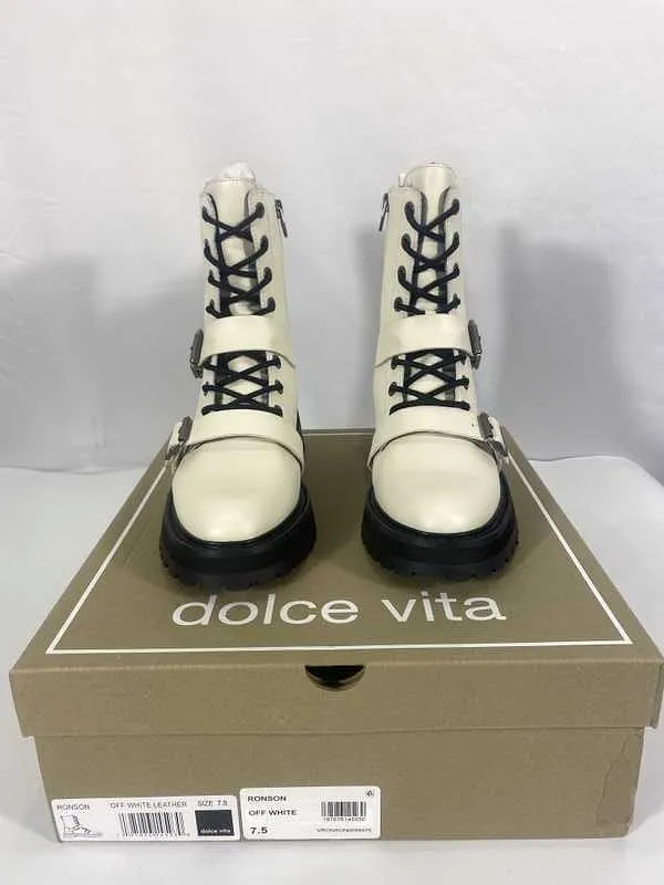 RONSON BOOTS OFF WHITE LEATHER - re:vita