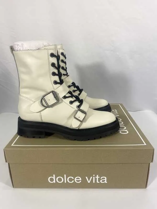 RONSON BOOTS OFF WHITE LEATHER - re:vita