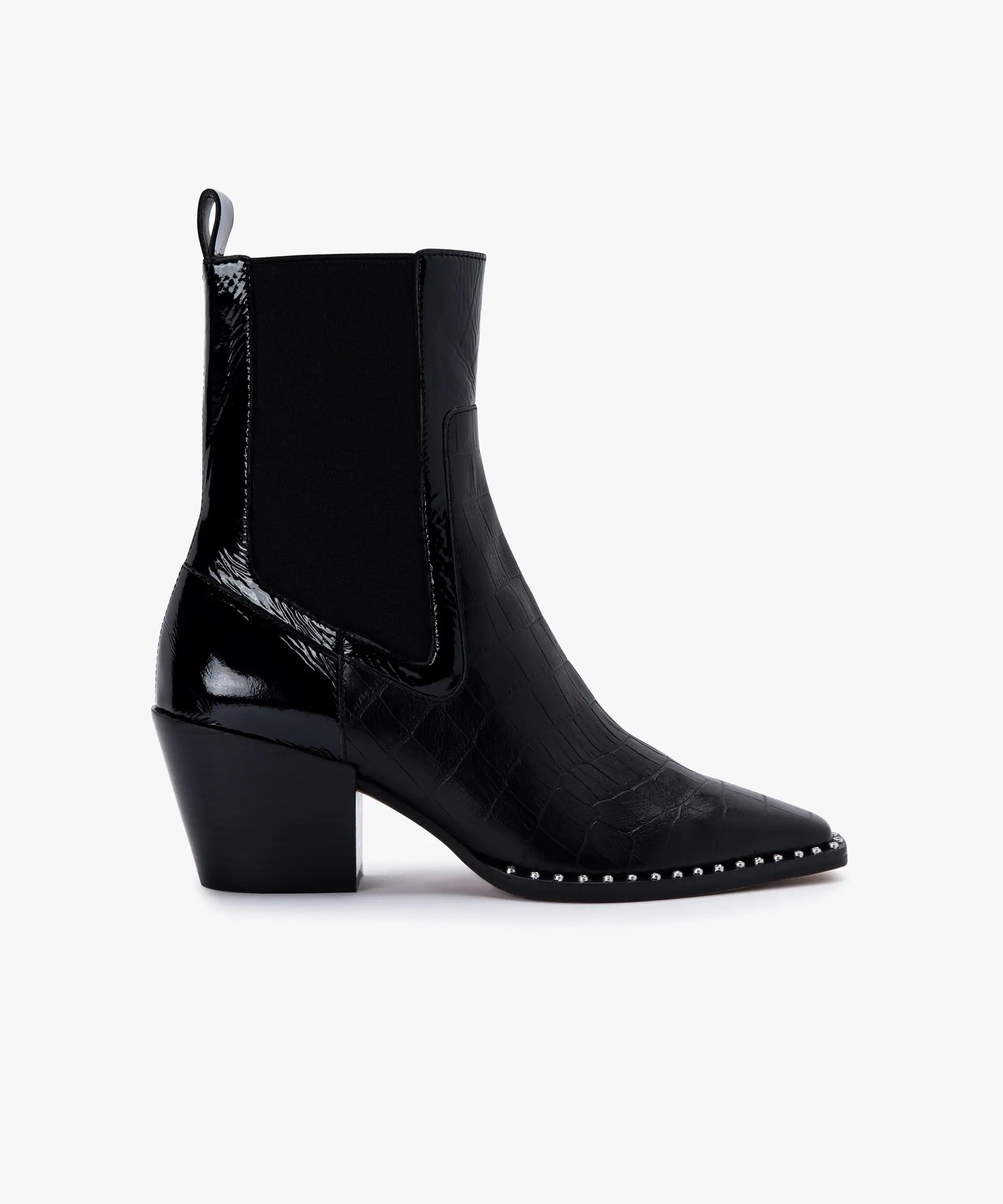 SABERN BOOTIES NOIR CROCO PRINT LEATHER - re:vita