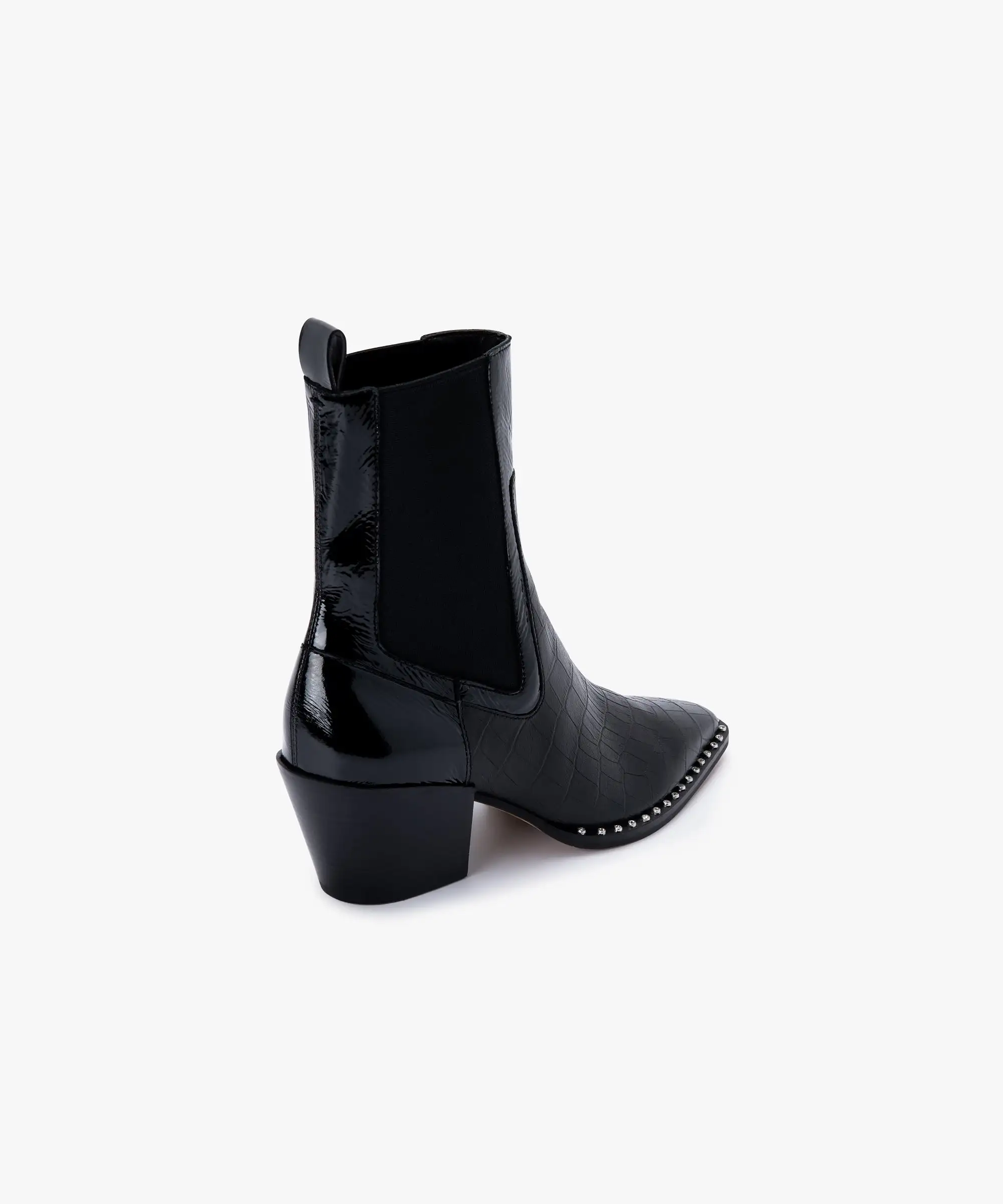 SABERN BOOTIES NOIR CROCO PRINT LEATHER - re:vita