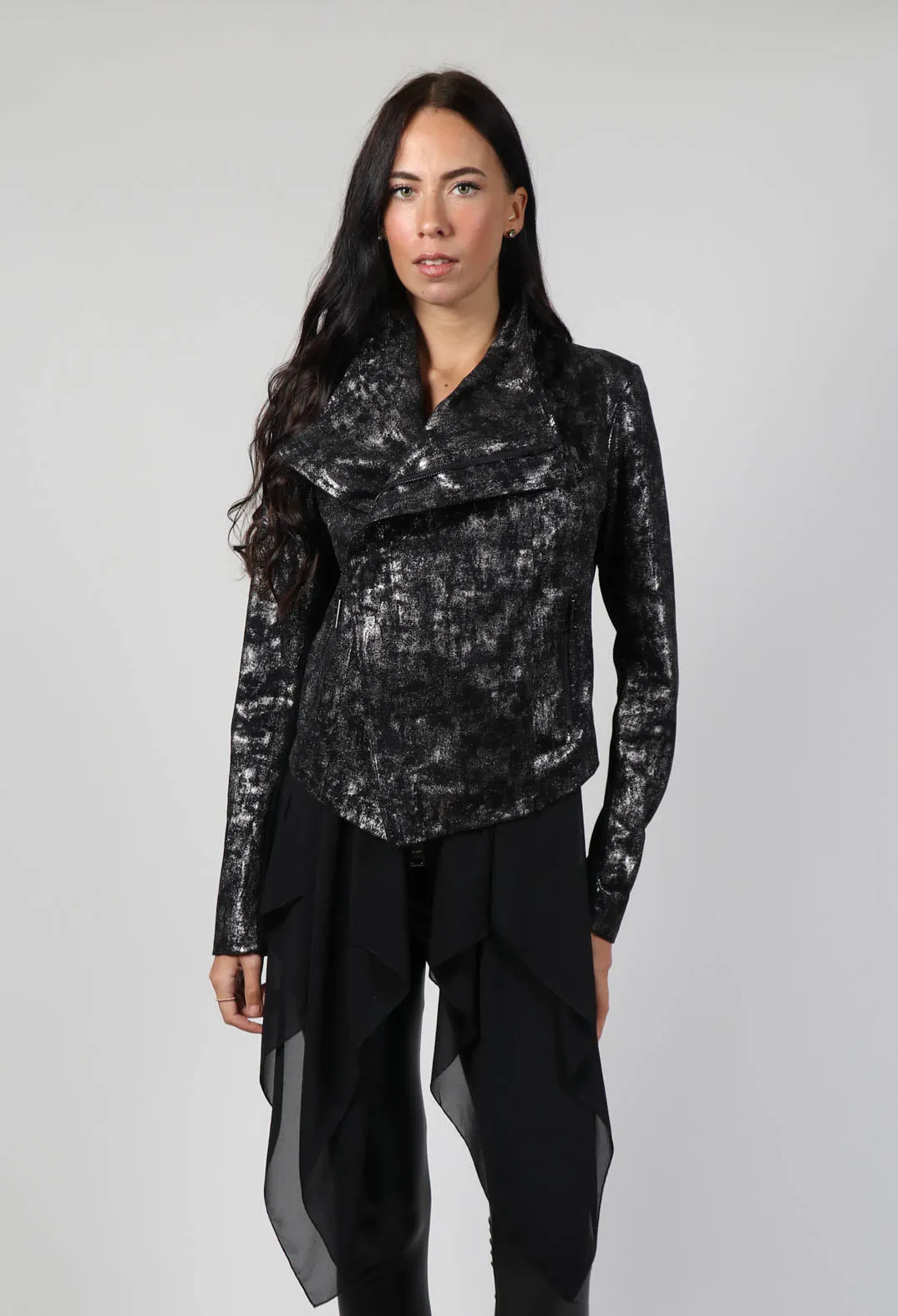 Satin Coated Jacket in Black