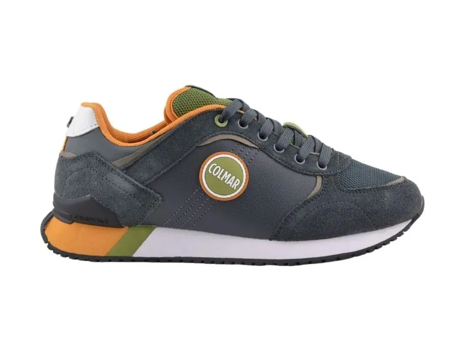 SNEAKERS COLMAR UOMO TRAVIS PLUS COLORS ANTHRACITE-GREEN-ORANGE 020 TRAVPL C 020