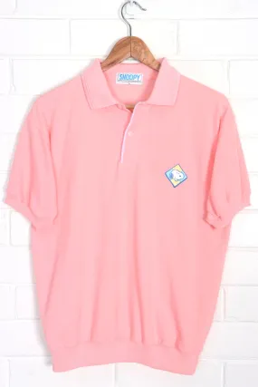 Snoopy Embroidered Salmon Pink Polo Shirt (M)