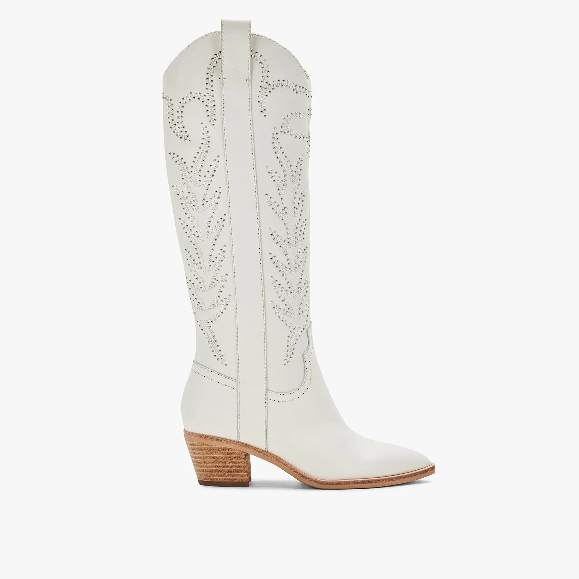 SOLEI STUD BOOTS OFF WHITE LEATHER - re:vita