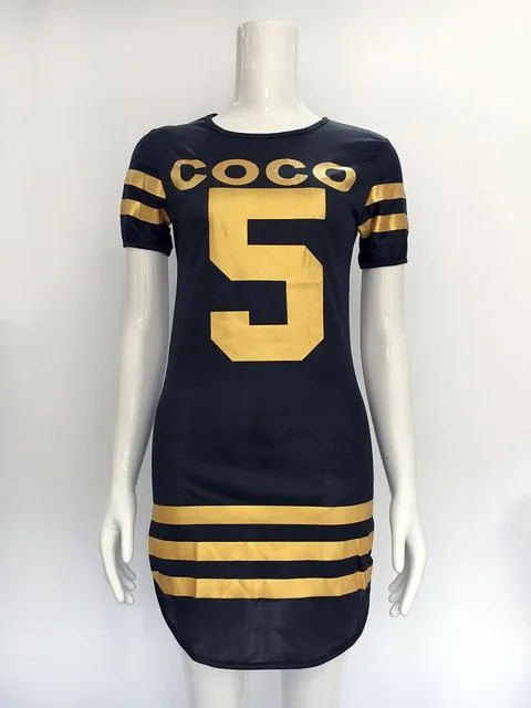 Sports Style Sexy Summer Black Letter Print Stamping Mini Dress for Women