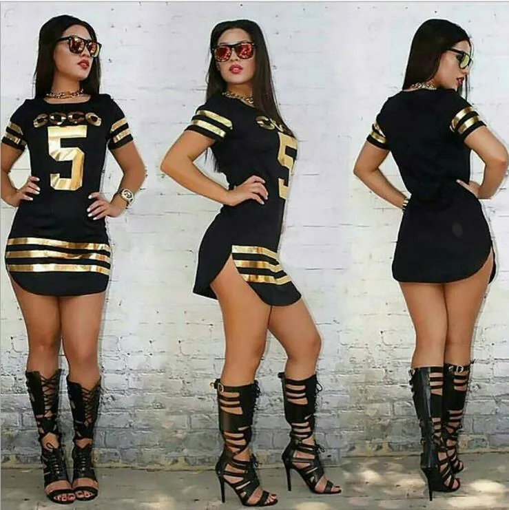 Sports Style Sexy Summer Black Letter Print Stamping Mini Dress for Women