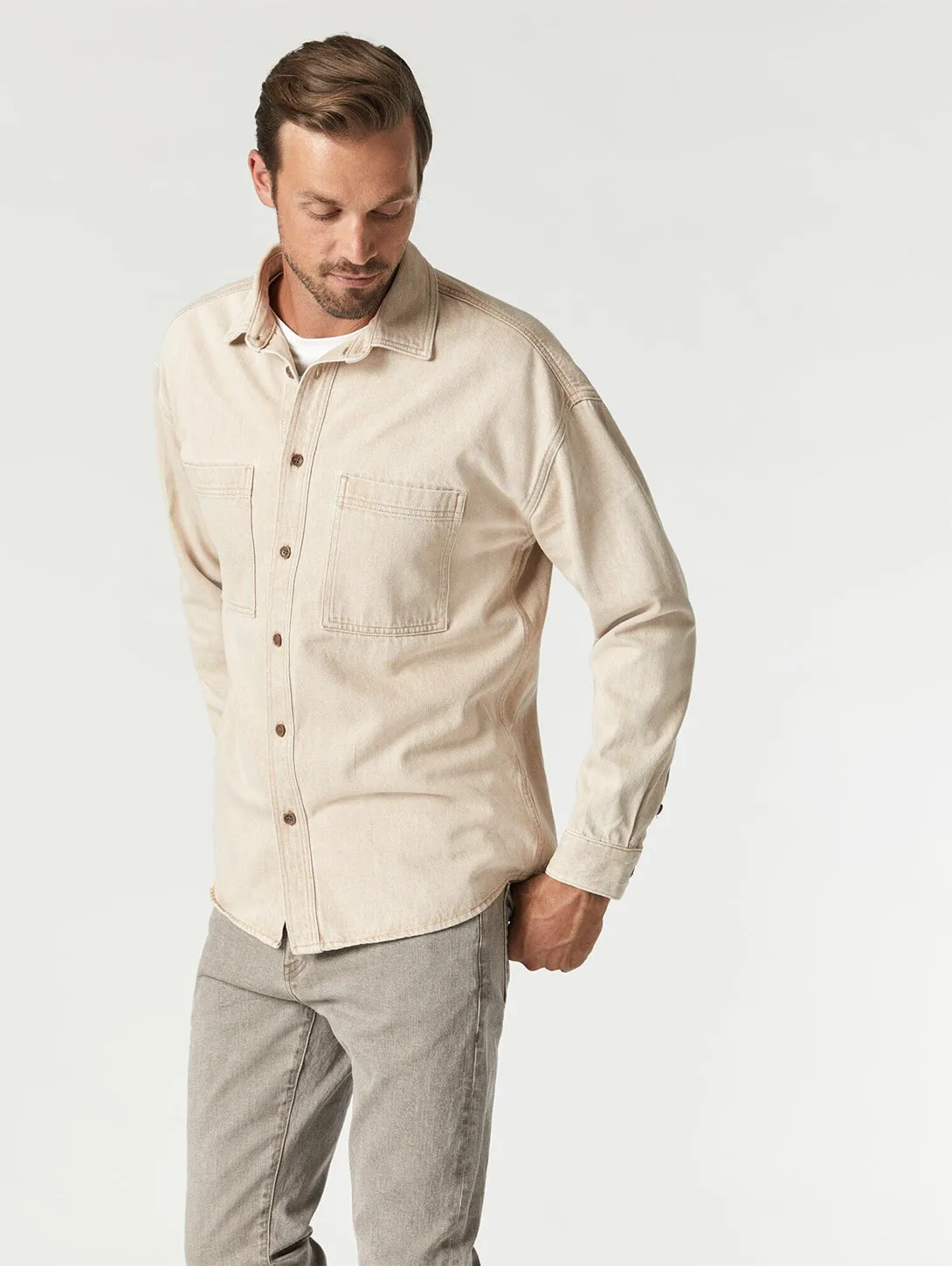 Stefan Shirt Jacket - Beige Natural