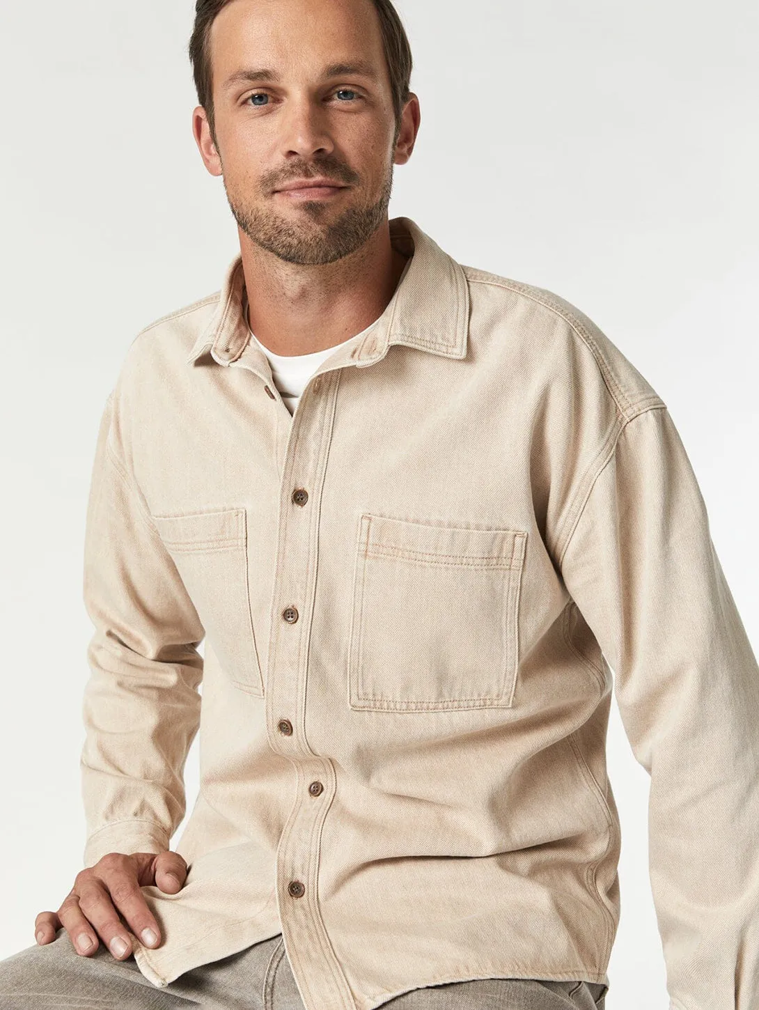 Stefan Shirt Jacket - Beige Natural