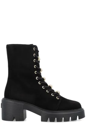 Stuart Weitzman Embellished Lace-Up Boots