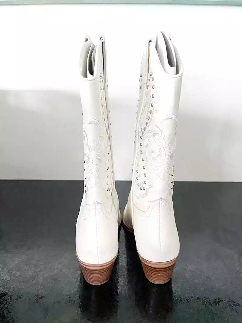 SULA BOOTS OFF WHITE LEATHER - re:vita