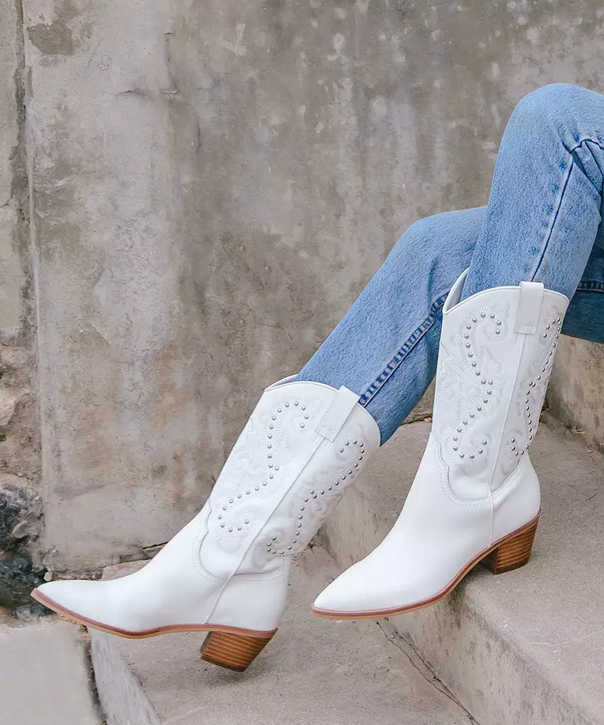 SULA BOOTS OFF WHITE LEATHER - re:vita