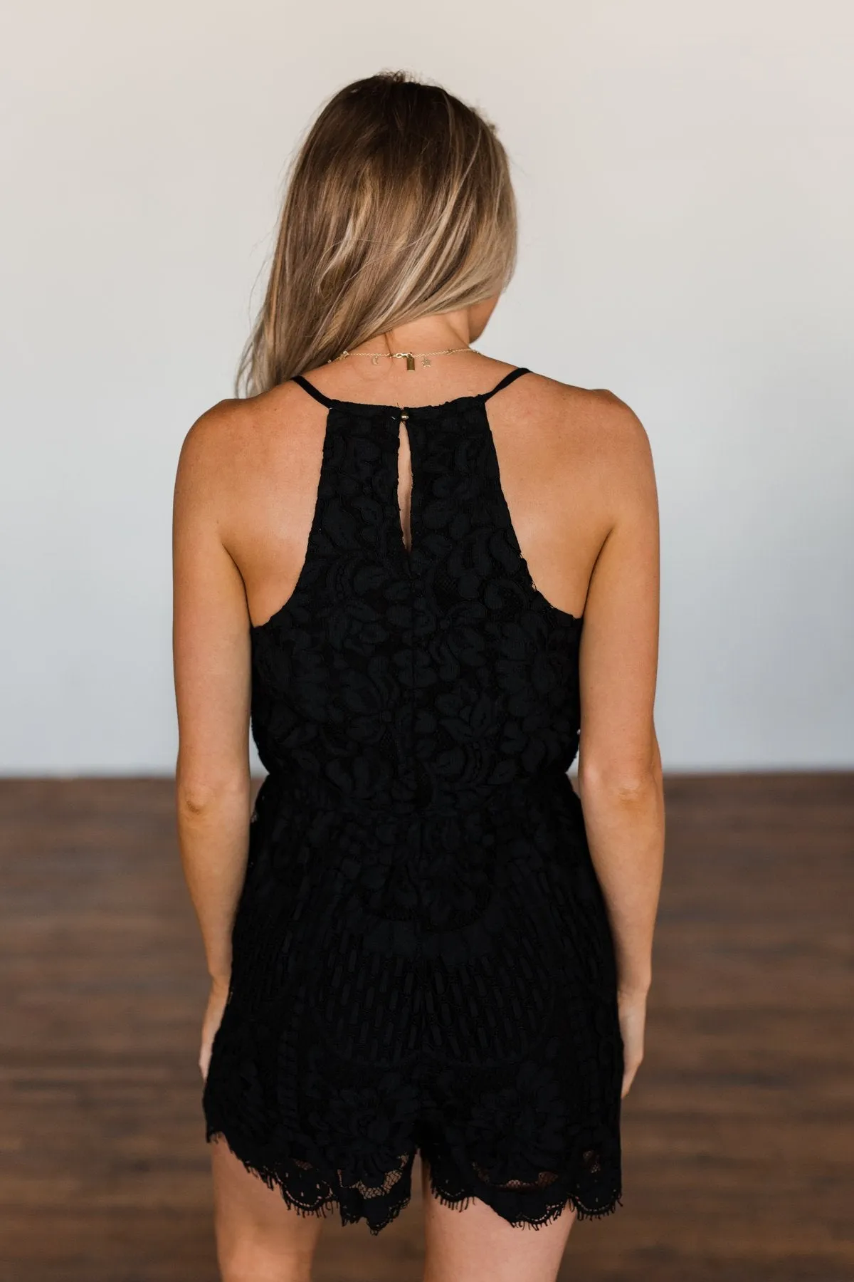 Summer Elegance Lace Romper - Black