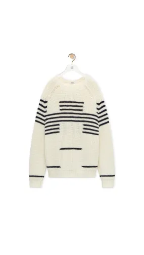 Sweater In Wool Blend - Off White/Blue