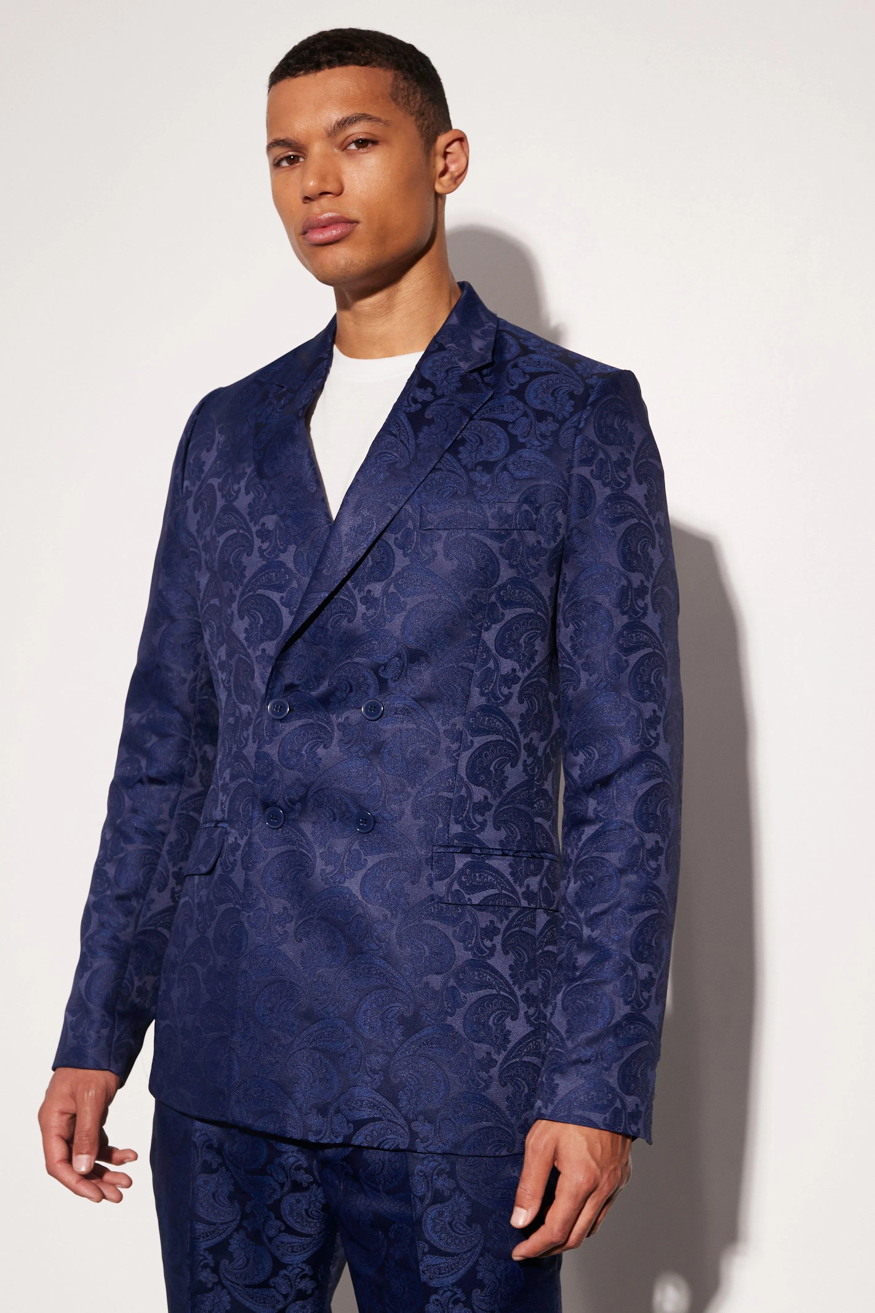 Tall Slim Double Breasted Paisley Blazer