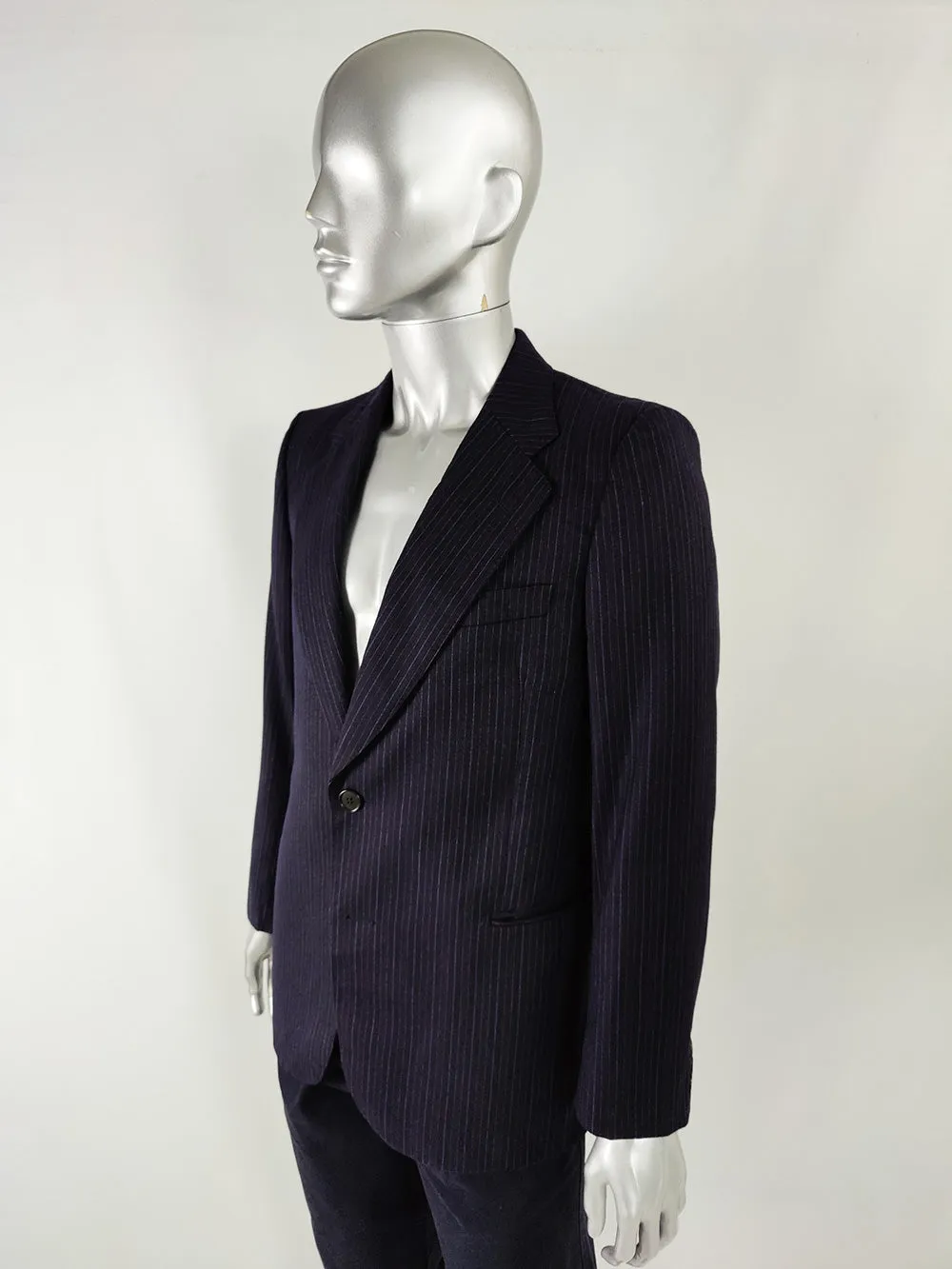 Ted Lapidus Paris Mens Vintage Navy Virgin Wool Blazer, 1970s