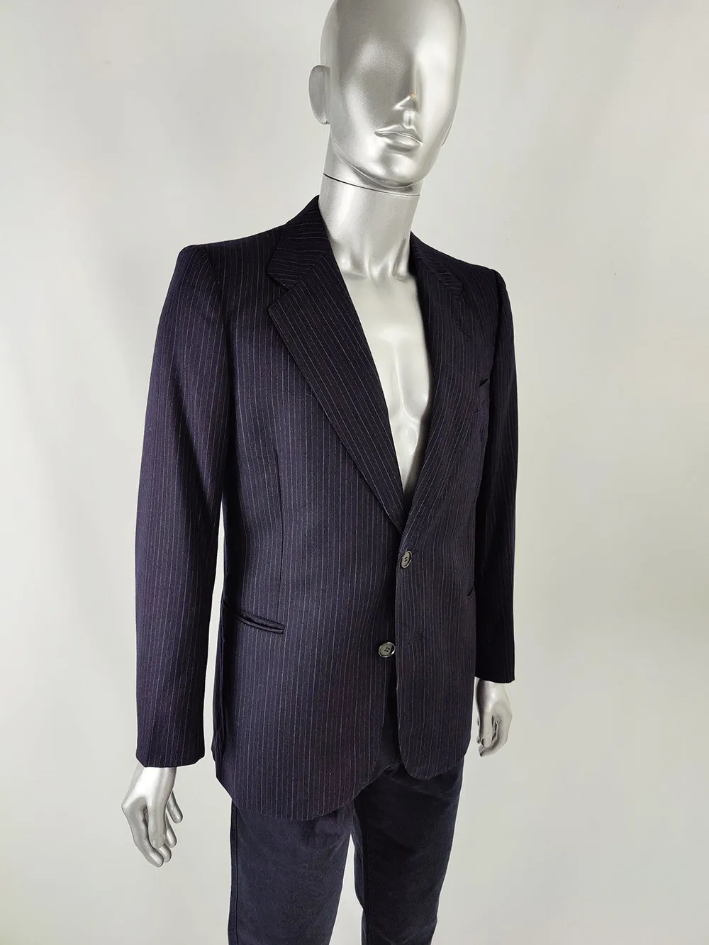 Ted Lapidus Paris Mens Vintage Navy Virgin Wool Blazer, 1970s