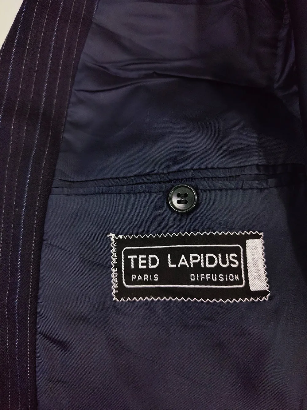 Ted Lapidus Paris Mens Vintage Navy Virgin Wool Blazer, 1970s