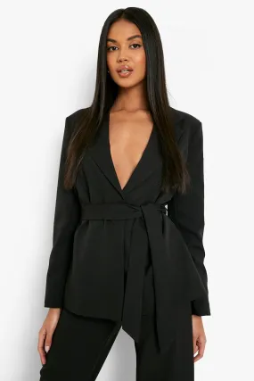 Tie Waist Single Breasted Blazer