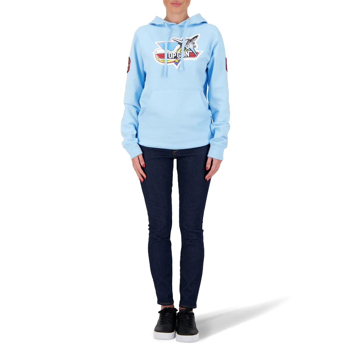 TOP GUN Unisex Retro Logo Hoodie - LIGHT BLUE