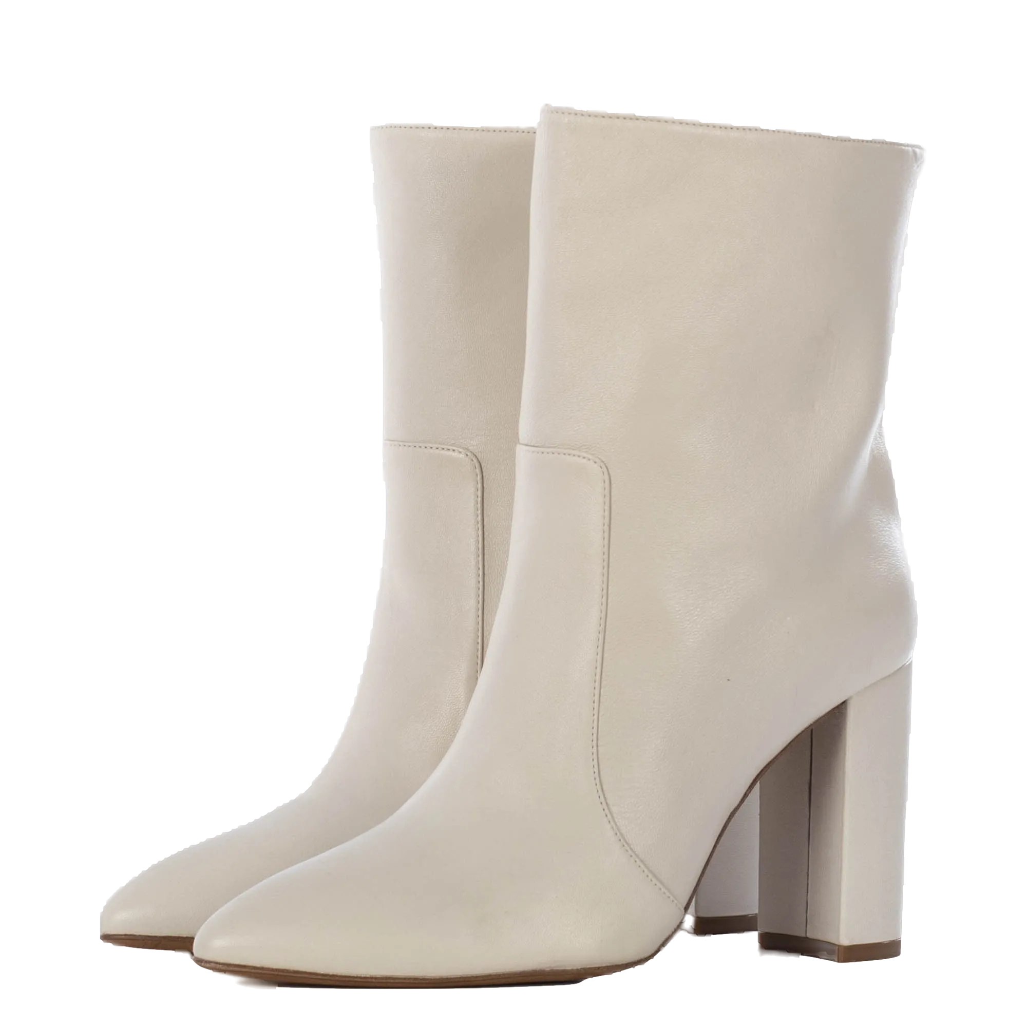 TORAL OFF-WHITE LEATHER ANKLE BOOTS