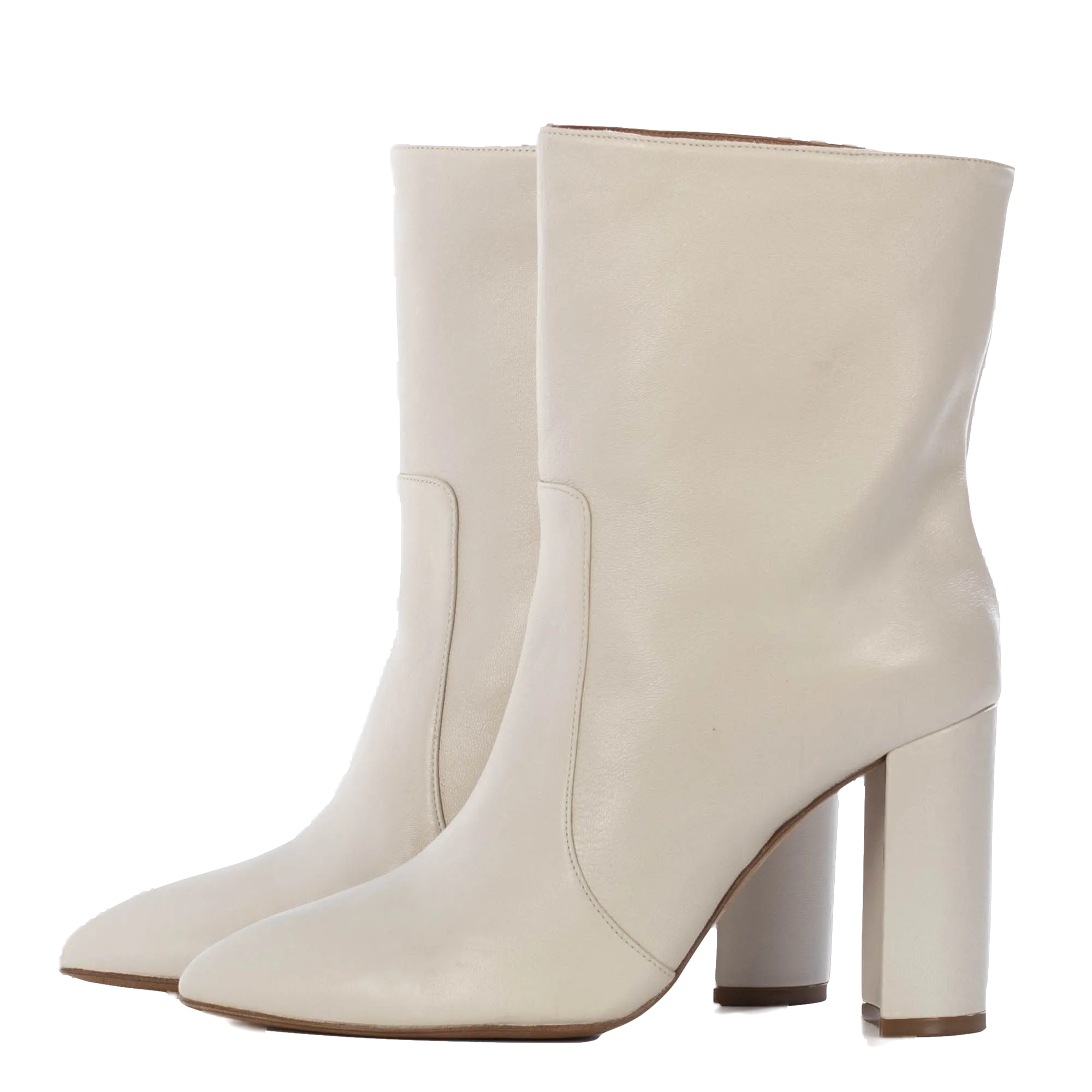 TORAL OFF-WHITE LEATHER ANKLE BOOTS