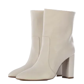 TORAL OFF-WHITE LEATHER ANKLE BOOTS