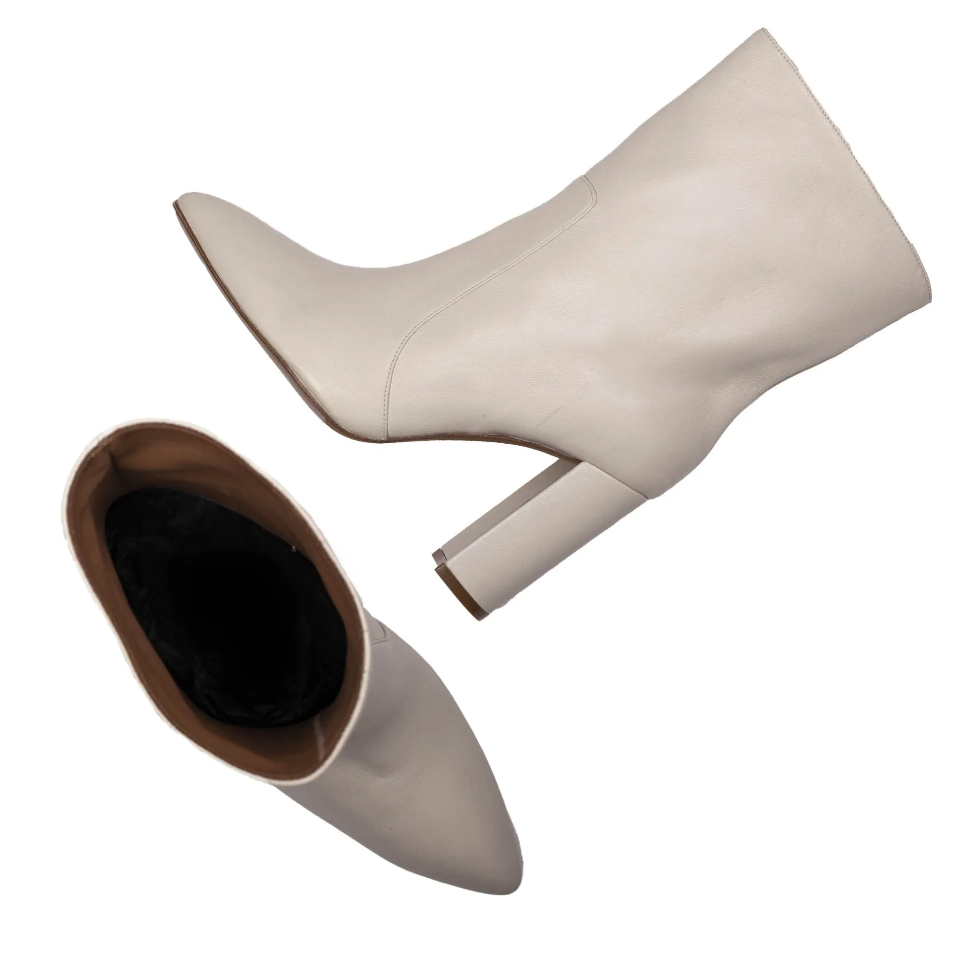 TORAL OFF-WHITE LEATHER ANKLE BOOTS