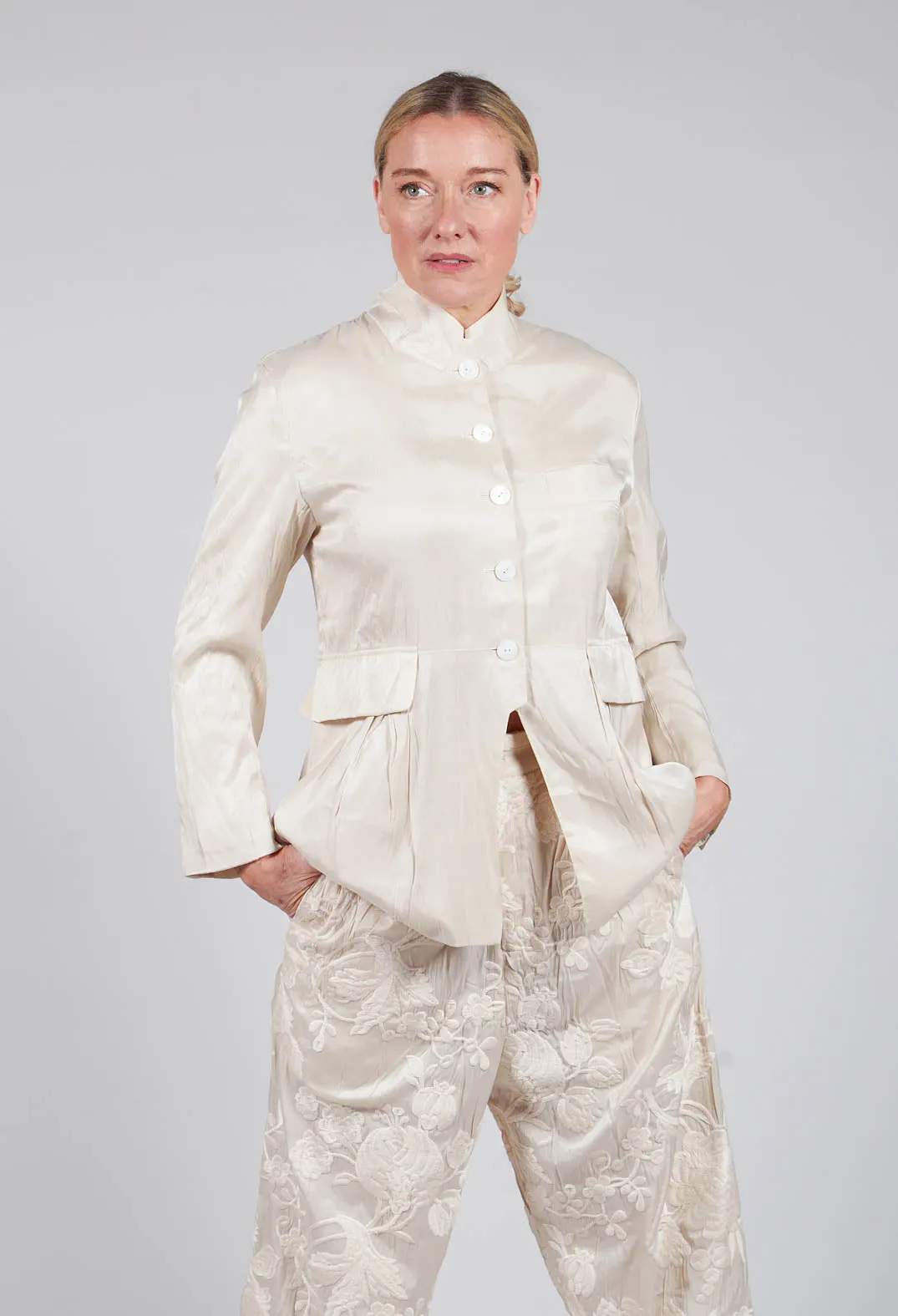 Treasury Pleat Jacket in Cream