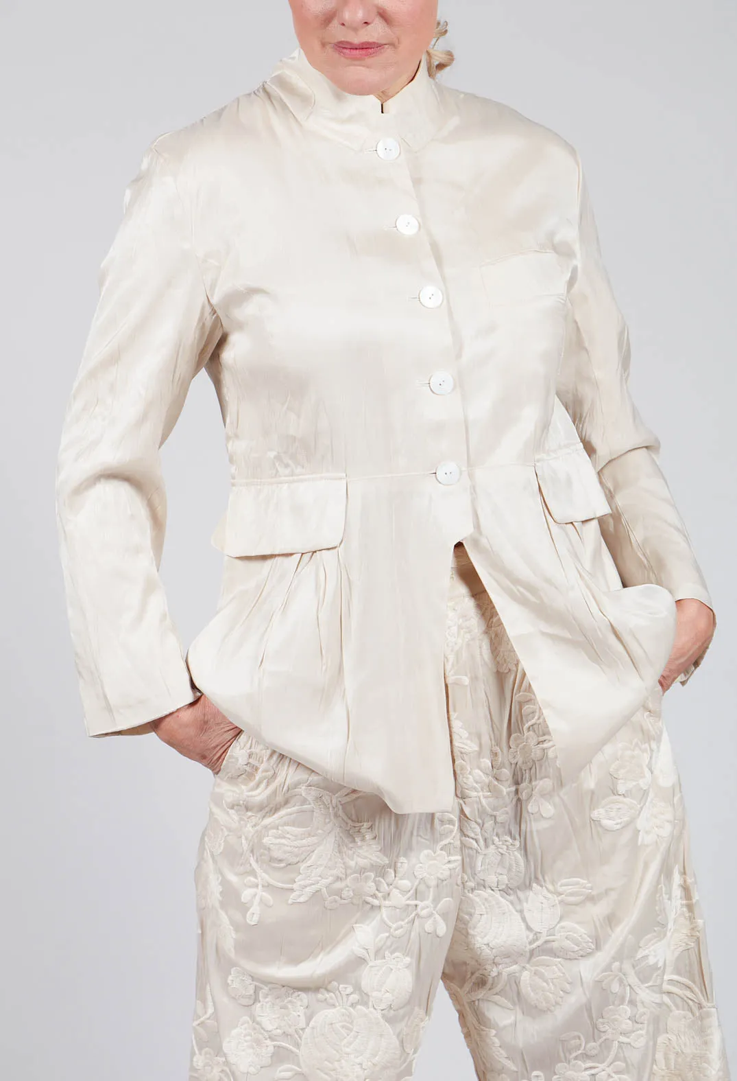 Treasury Pleat Jacket in Cream