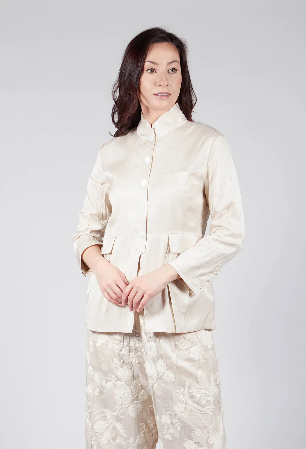 Treasury Pleat Jacket in Cream