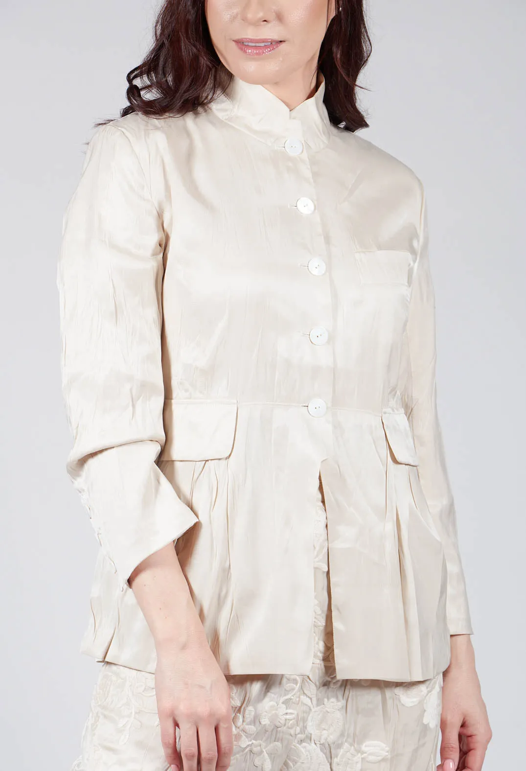 Treasury Pleat Jacket in Cream