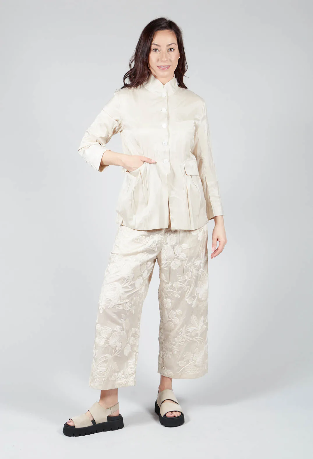 Treasury Pleat Jacket in Cream