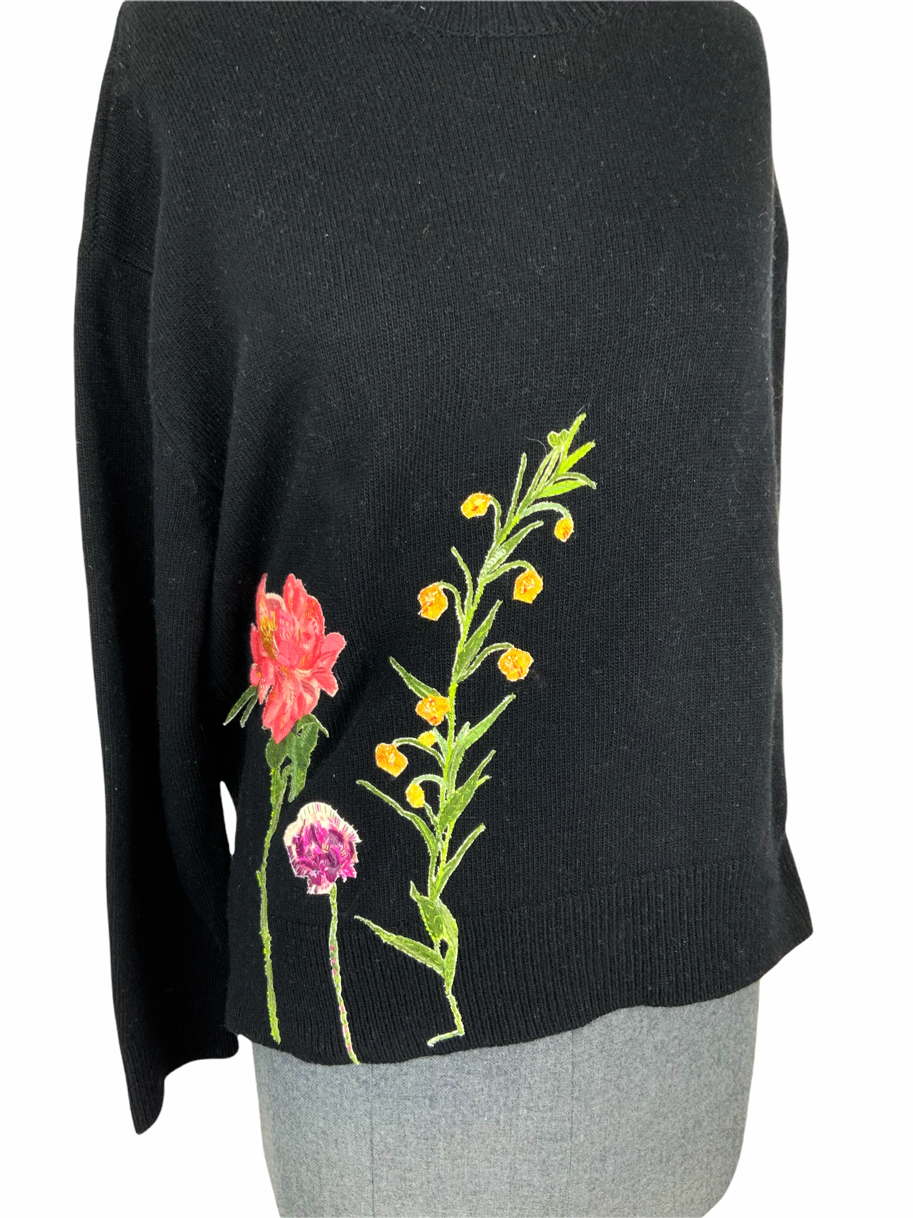 Valentino Floral Applique Jumper Sweater Size XS